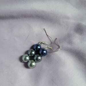 Elegant Silver and Blue Pearl Earrings